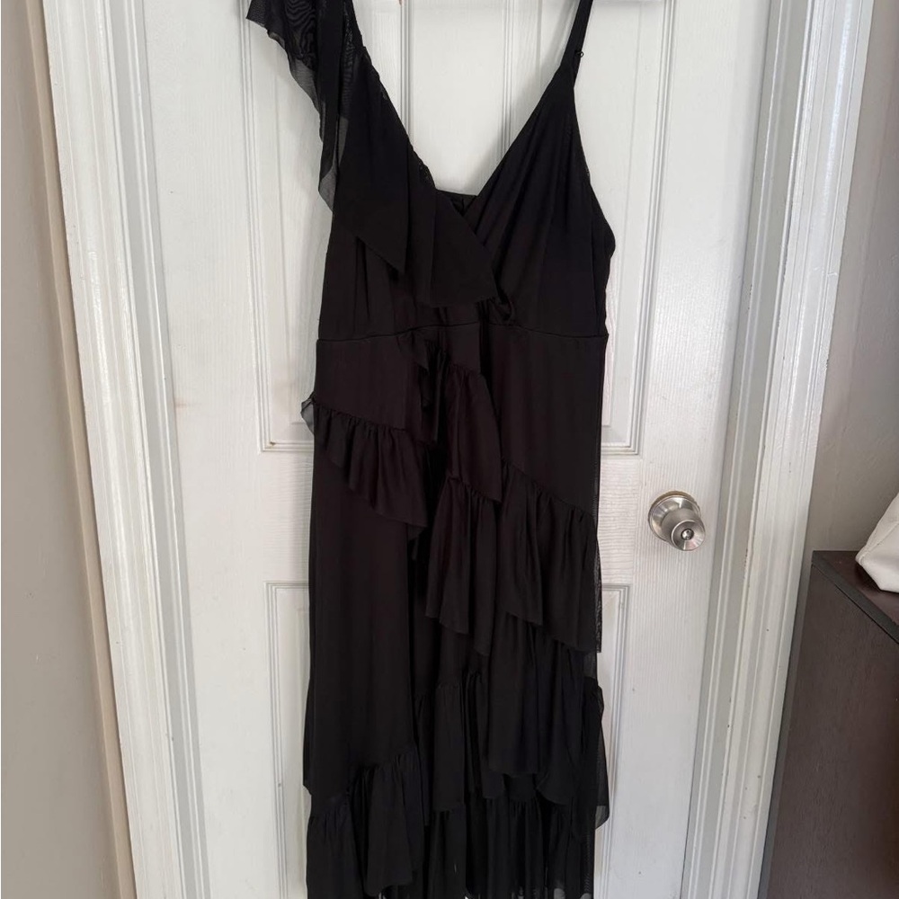 Torrid Black Asymmetrical Ruffled Sundress